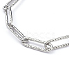 Tarnish Resistant 304 Stainless Steel Textured Paperclip Chain Bracelets X-BJEW-JB05112-2