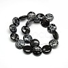 Natural Flat Round Snowflake Obsidian Beads Strands G-L246-16-2