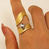 304 Stainless Steel with Cubic Zirconia Cuff Rings for Women FS-WG503C7-02-1
