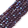 Electroplate Opaque Solid Color Glass Beads Strands EGLA-A044-P1mm-L11-1