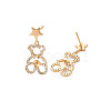 Brass Micro Pave Clear Cubic Zirconia Stud Earring Findings KK-S356-620G-NF-3