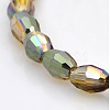 Half Rainbow Plated Glass Faceted Rice Beads Strands GLAA-A030A-HR06-1