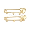 Heart Brass Brooch Findings KK-Z132-01G-01-1
