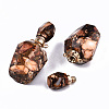 Assembled Synthetic Bronzite and Imperial Jasper Openable Perfume Bottle Pendants G-S366-058G-3