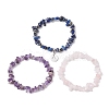 3Pcs 3 Styles Natural Rose Quartz & Amethyst & Lapis Lazuli Chips Stretch Bracelets Sets BJEW-JB11076-09-4