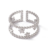 Non-Tarnish 304 Stainless Steel Stars Double Line Open Cuff Ring for Women RJEW-C045-24P-2