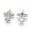 Brass Micro Pave Cubic Zirconia Links KK-F774-13P-NR-2