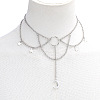Moon & Star Zinc Alloy Tassel Layered Choker Necklaces FS-WG2E652-05-1