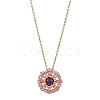 Natural Amethyst & Glass Seed Beaded Flat Round Pendant 304 Stainless Steel Cable Chain Necklaces NJEW-MZ00129-03-2