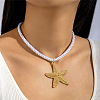 Ocean Alloy Starfish Pendant Twisted Cotton Cord Necklaces FS-WG595AC-01-1