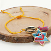 Bohemian Ethnic Style Geometric Miyuki Beaded Star with Flamingo Charm Adjustable Braided Bracelets for Women ZA1517-1