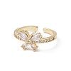 Butterfly Clear Cubic Zirconia Cuff Ring RJEW-M146-11G-2