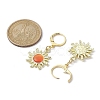 Golden Alloy Sun Shape Dangle Leverback Earrings with Cat Eye EJEW-JE05587-03-3