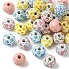 35Pcs 7 Colors Wood European Beads WOOD-FS0001-17-3