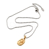 304 Stainless Steel Rose Pendant Necklaces for Women NJEW-S439-01B-GP-4