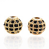 Rack Plating Brass Cubic Zirconia Beads ZIRC-S001-8mm-B-M-4