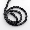 Cube Natural Black Stone Beads Strands X-G-P057-01-2