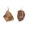 Raw Rough Gemstone Copper Wire Wrapped Pendants PALLOY-JF03028-2
