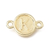 Brass Disc with Initial Links Connector Charms KK-E802-36G-K-1