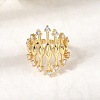 Brass Micro Pave Cubic Zirconia Cuff Open Rings RJEW-P186-01G-2
