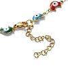 Moon with Evil Eye Enamel Link Chain Necklace NJEW-G117-02G-01-3