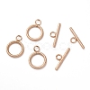 Ion Plating(IP) 304 Stainless Steel Textured Toggle Clasps STAS-A048-01RG-2