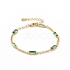 Rectangle Cubic Zirconia Chain Bracelets BJEW-G654-02G-03-1