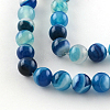Dyed Natural Striped Agate/Banded Agate Round Bead Strands G-R342-8mm-05-2