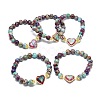 Natural Regalite/Imperial Jasper/Sea Sediment Jasper Heart Link Bracelets G-G974-07-1