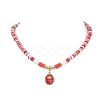 Alloy Enamel Flower Pendant Necklace NJEW-JN04537-02-2