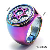 Star of David Pattern 304 Stainless Steel Finger Rings for Men FS-WGD55C6-07-1