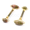 Natural Unakite Brass Face Massager MRMJ-G009-29G-2