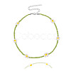 Bohemian Daisy Flower Glass Seed Beaded Necklaces with Alloy End Chains FS-WGC49A6-15-1