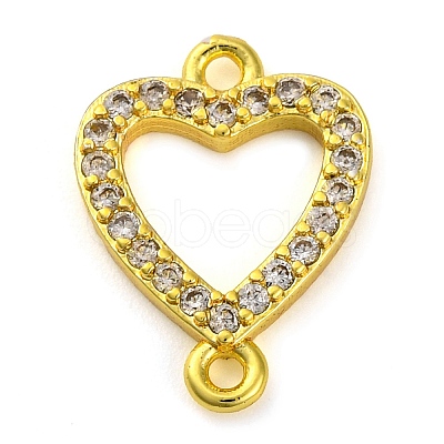 Brass Micro Pave Clear Cubic Zirconia Heart Links Connector Charms KK-A230-03A-G-1