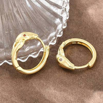 Brass Micro Pave Cubic Zirconia Hoop Earrings KK-CBAD104-04G-F-1