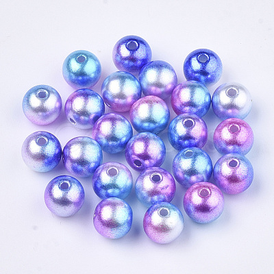 Rainbow ABS Plastic Imitation Pearl Beads OACR-Q174-12mm-06-1