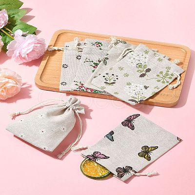 24Pcs 6 Colors Polycotton(Polyester Cotton) Packing Pouches Drawstring Bags ABAG-FS0001-12-1