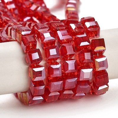 Electroplate Glass Beads Strands EGLA-D018-6x6mm-27-1