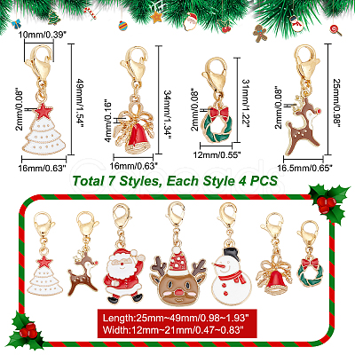 28Pcs 7 Style Christmas Theme Alloy Enamel Pendants HJEW-GA0001-15-1