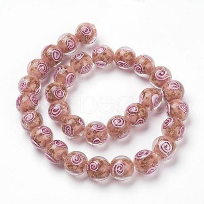 Handmade Gold Sand Lampwork Beads Strands LAMP-L072-G05-1