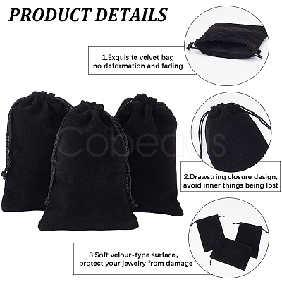 Beebeecraft 20Pcs Rectangle Velvet Drawstring Pouches TP-BBC0001-03A-02-1