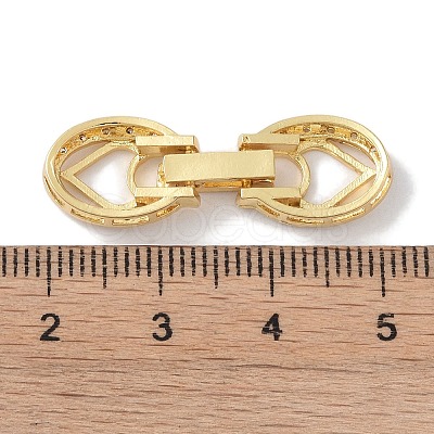 Rack Plating Brass Micro Pave Clear Cubic Zirconia Fold Over Clasps KK-NH0002-03A-G-1
