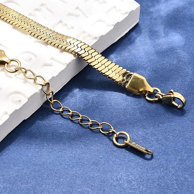 Ion Plating(IP) 304 Stainless Steel Herringbone Chain Necklace for Men Women X-NJEW-E076-03E-G-1