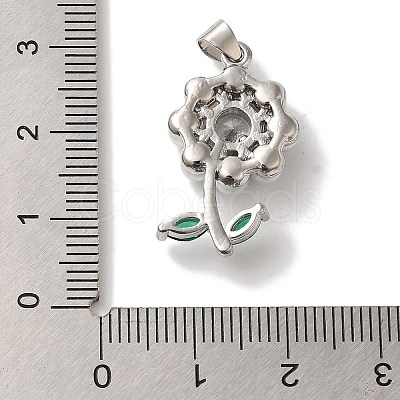 Flower Rack Plating Brass Clear Glass Pendants KK-U027-30P-1