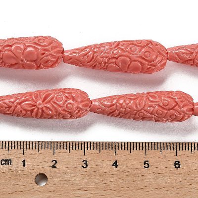 Synthetic Coral Carved Beads Strands CORA-C003-09A-03-1