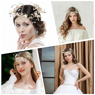1Pc Alloy with Resin and Polyester Headpiece Cap AJEW-CY0001-92-1