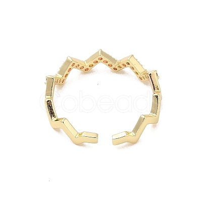 Brass Micro Pave Cubic Zirconia Open Cuff Rings RJEW-R146-02G-1