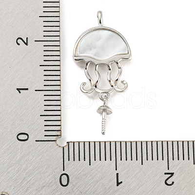 Rhodium Plated 925 Sterling Silverr Micro Pave Cubic Zirconia with Sea Shell Peg Bails STER-Q190-11P-1