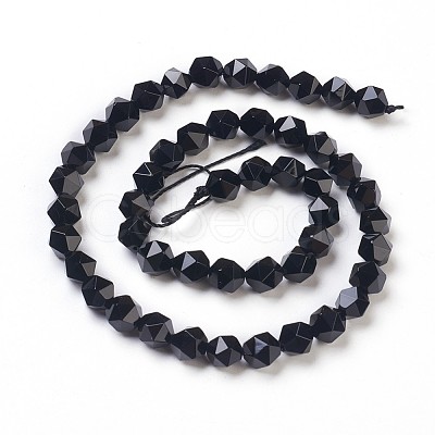 Natural Black Onyx Beads Strands G-K282-01A-1