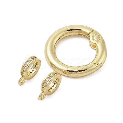 Interlocking Ring Rack Plating Brass Micro Pave Cubic Zirconia Pendants KK-Z074-37G-1